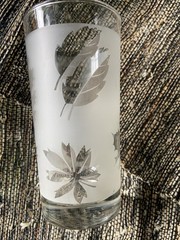 MCM Libbey Silver Leaf Frosted Tumbler Drinking Glasses Vintage 1950s – Set of 4