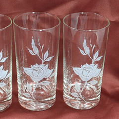 Vintage LIBBEY- WHITE ROSES 5.5″ Drinking Glasses Tumbler High Ball – Set of 4