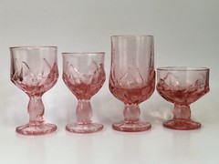 4 Vintage Tiffin Franciscan Cabaret Pink Lotus Footed Wine Water Ice Tea Sherbet