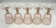 5 Cristal D’Arques-Durand Rosaline Pink Swirl Optic Water Goblet 6oz France 5 ¾»