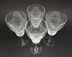 SET 4 ROSENTHAL Crystal ROMANCE II MOTIF Etched 7 5/8″ Water Goblets Glasses #1