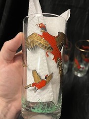 Vintage Pheasant Bird Hunting Hi Ball Bar Glasses Barware 6 MCM