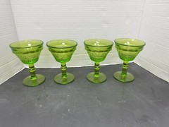 4 Duncan Miller Indiana Glass Montgomery Ward Sandwich Goblets Lime 100th Annivs