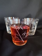 Noritake Sasuke MCM Etched Crystal Whiskey/Shot Glasses (Set Of Three)