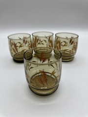 4 Anchor Hocking Triguba Tawny/Golden Wheat Juice Glasses 10 oz.