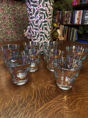 (8)FRED PRESS Turquoise/Gold Trojan Horse Glasses 60s Vintage 2 Sizes