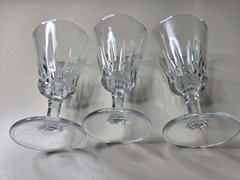 Vintage Italian Glass Wine Goblets Set of 3 – Clear Fluted Faceted Design