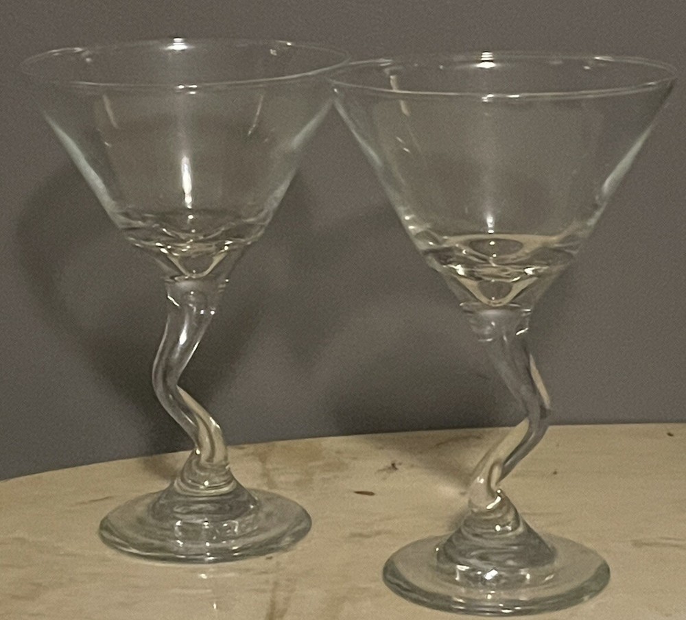 Libbey Glass Z Bent Stem Martini Cocktail Clear Barware Zig Zag – 2