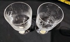 2 SALZBURGER CRISTALLGLAS Deer Stag Rabbit Etched Crystal Wine Glass Austria