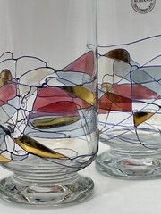 Milano Set of 8 Glasses Vintage Barware Kitchen Stained Glass Pilsner Romania