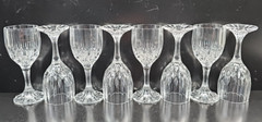 (8) Cristal D’Arques Bretagne Cordial Glasses Set Vintage Small Cut Stemware Lot