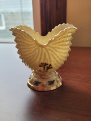 Nice Northwood Custard Glass Nautilus (Argonaut Shell) Hand Painted Spooner