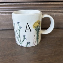 Anthropologie Monogram A Mug Wildflower Ceramic Floral Coffee Cup Dishwasher