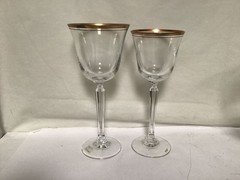 Vintage Set of 13 Mikasa Gilded Edge Crystal Goblet Wine Glass Clear Barware