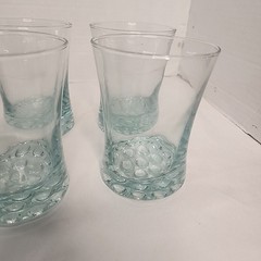 Libbey 8 ounce Aqua Blue Clear Drink Glasses Bubble Bottom Base Flared Rim (8)