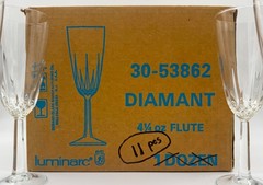 Luminarc Diamant 4 1/4 oz Flutes Case of 11 Original Packaging Durand Mfg Glass