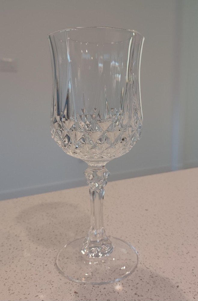Water or Wine Goblets, Cristal D’Arques, Longchamps pattern, France, set of 6