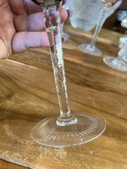 Lausitzer Crystal Wine Hock Wine Glass Purple Florals and Flourish MINT 7.5″