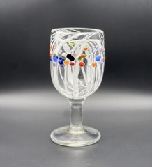 RARE James Moody Signed Handmade Hand Blown Colorful Art Glass Tumbler Goblet 7”