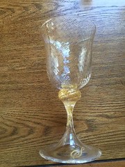 Six Salviati Venetian Blown glass Gold Wine Goblets