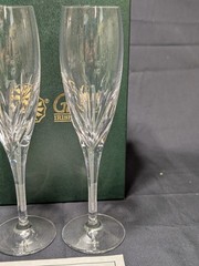 Galway Irish Crystal 2 Millennium Champagne Flutes Glasses With Box MINT