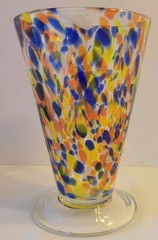 Hand Blown Confetti Art Glass Footed Drinkware Tumbler 1 Source