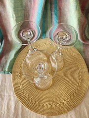 3 Mikasa 9″T Antique White Lace Middle Floral Crystal Water Goblets Gold Trim