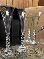 2000 STEM CRTSTAL d ARQUES MILLENNIUM CHAMPAGNE FLUTES SET MINT IN BOX FRANCE