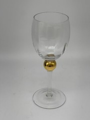Gibson Golden Solitaire Water 12 Oz Goblet Wine 24K Optic Glass Steam 8.5″ Vtg