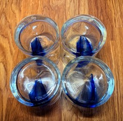 LIBBEY Blue Ribbon Twist Swirl Set Of 4 Double Old Fashioned Glasses w/Indents