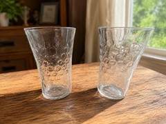 Vintage Clear Bubble Textured Drinking Glasses Set of 2 4” Tumblers
