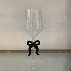 Black Bow Wine Glass Holiday Glam Barware NEW