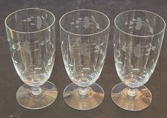 3 Princess House Heritage 6″ Stemmed Iced Tea/Water Glass Goblets EX!