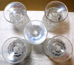 Indiana Glass~Whitehall Cubist Drinking Glass Clear 10-12 oz. Vintage 5Pc Set