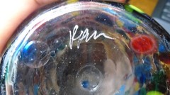 3 pcs Multi-Color Confetti Hand Blown Glass Set Pontil SIGNED Art