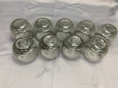 Set of 9 ~ Roly Poly Smoke Glass Tumblers / Barware ~ 3 1/4″ Tall