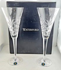 NIB Waterford Crystal Coralee Champagne Flute 2pc Set Glasses 1052605 Gift Party