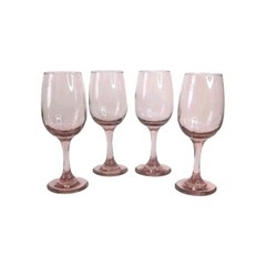 Vintage Libbey Premier Rose Pink 8oz. Wine Glasses -Set Of 4 Barware