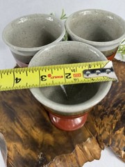 Studio Art Pottery Goblets Handmade Wine Chalices 8 Oz 5.25″ Brown Beige Taupe