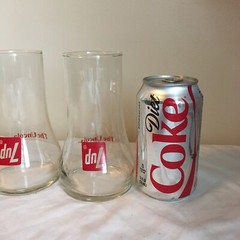 Lot of 4 Vintage 1985 7UP The Uncola Upside Down Drinking Glasses Free Shipping!