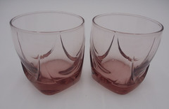 Set of 2 Vintage Libby Imperial Plum Double Old Fashion-Lowball-Cocktail Glasses