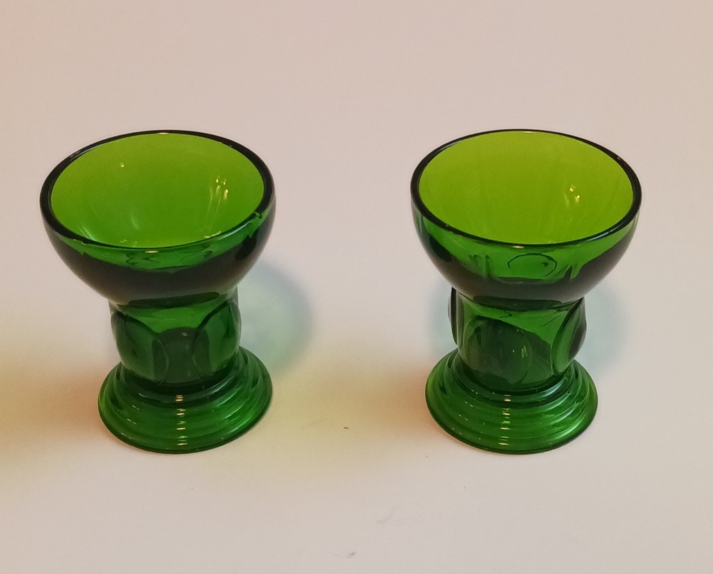 VTG Moondrops Dark Green New Martinsville Depression Glasses Set Of 2