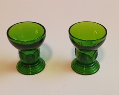 VTG Moondrops Dark Green New Martinsville Depression Glasses Set Of 2