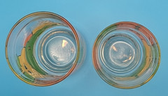 Set of 2 Vintage Anchor Hocking Nancy Lynn Anthropomorphic Smiling Fruit Glasses