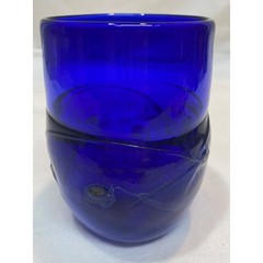 Frederick Warren Studio Art Glass Tumbler Handblown Glass Cup Blue 1993
