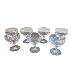 Vintage Crystal Champagne Coupes Bulbous Stem Low Delicate Wide Bowl