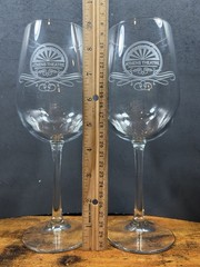 Set of 2 ATHENS THEATRE Etched Wine Glasses 9″ of DeLand, Florida