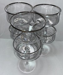 Lenox Desire Platinum Rim Crystal Champagne Sherbet Glass Set of 6