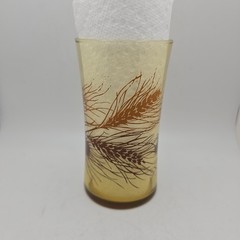 Vintage MCM Amber Wheat Glasses Set Of 6 Orange Brown Cottage Thanksgiving Fall