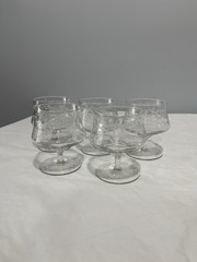Vintage etched clear seafood cocktail serving snifter glasses set of 5
